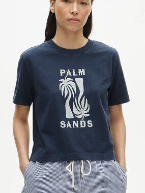 NWT J. Crew Boyfriend Jersey Relaxed Cropped Palm Sands Graphic T-shirt Size XS